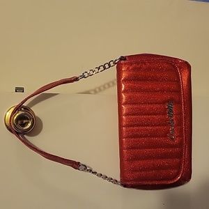 Lux de Ville mini gambler tote red sparkle vinyl